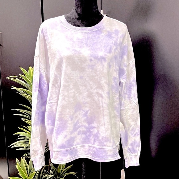 Dreamsicle Tie Dye Pullover,round neck,rib knit cuff/waist,extended hem - Picture 1 of 8